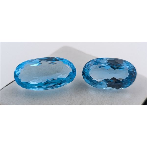 52.47 Ct Certified Royal Blue Topaz Gemstone Pair ($13,350 Appraisal)