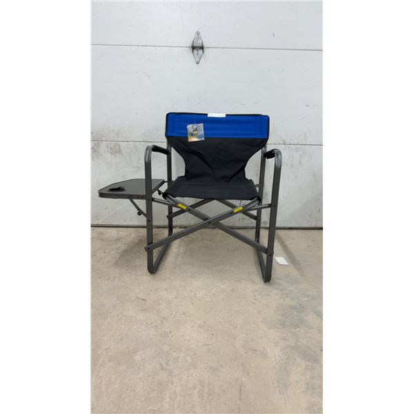 Red Mountain Valley Folding Director Chair with Side Table and Cup Holder, Black and Blue