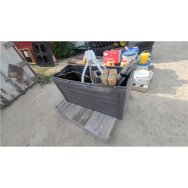 Gray Plastic Deck Box with Wheels, Wood Timber, and More