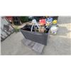 Image 1 : Gray Plastic Deck Box with Wheels, Wood Timber, and More