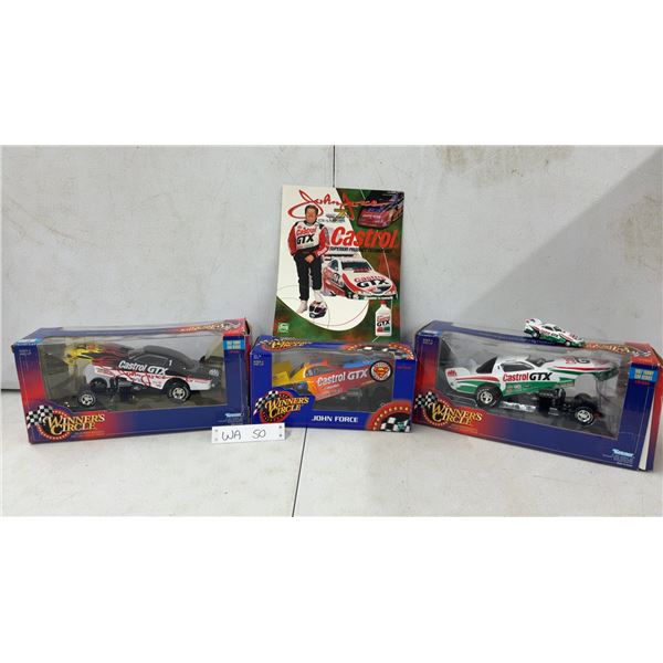 3x John Force Castrol GTX 1/24 Scale Funny Car Die-Cast by Winner's Circle, John Force Picture and