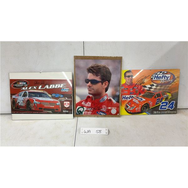 Signed NASCAR Racing Memorabilia: Alex Labbe, Jeff Gordon, Eric McClure Photos