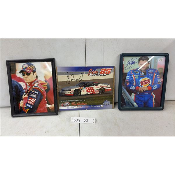 Autographed NASCAR Photos: Jeff Gordon, Jim Lapcevich Plaque, and Kasey Kahne, Framed