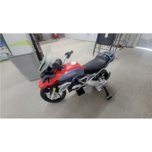 BMW R 1250 GS Licensed Kids Ride-On Electric Motorcycle, Red and Grey with Training Wheels