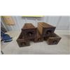 Image 4 : Set of 5 Antique Wooden Sewing Drawers with Ornate Carved Fronts and Wooden Knobs