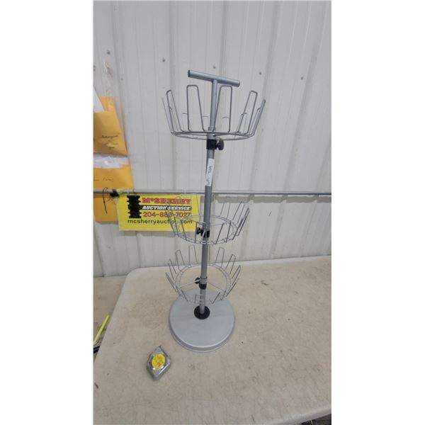 Three-Tier Rotating Metal Wire Shoe Rack with Round Base 38" Tall Adjustable