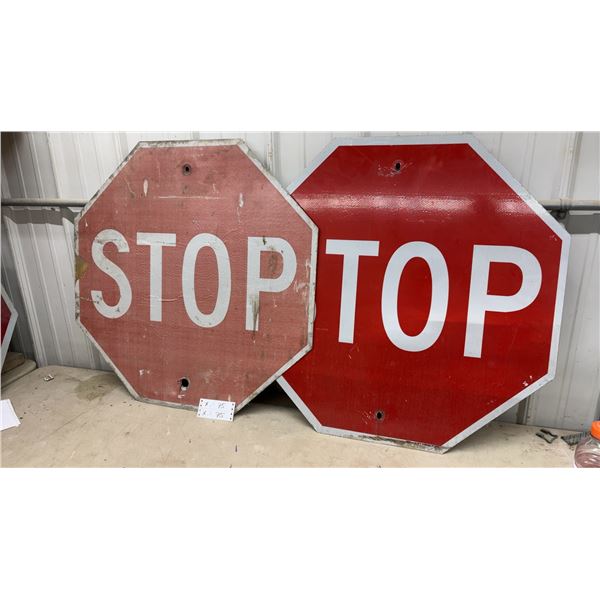 Two Octagonal Metal Stop Signs 29-1/2"