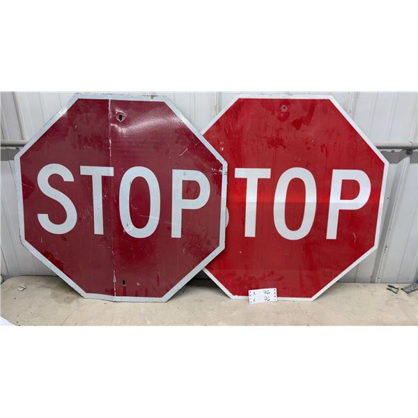 Two Red Octagonal Reflective Traffic Stop Signs 29-1/2"