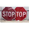 Image 1 : Two Red Octagonal Reflective Traffic Stop Signs 29-1/2"