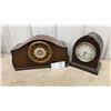 Image 1 : Two Vintage Wooden Mantel Clocks Including Napoleon Hat and Dome Styles