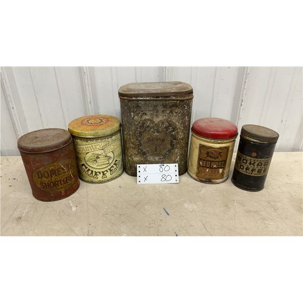 Domestic Brand Shortening, Country Style, Red Rose, and More Antique Tins