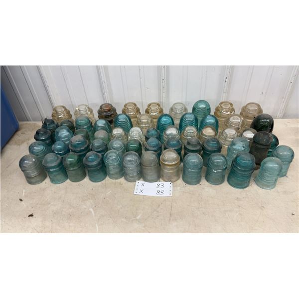 Collection of Vintage Glass Electrical Insulators in Aqua and Clear