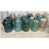 Image 7 : Collection of Vintage Glass Electrical Insulators in Aqua and Clear