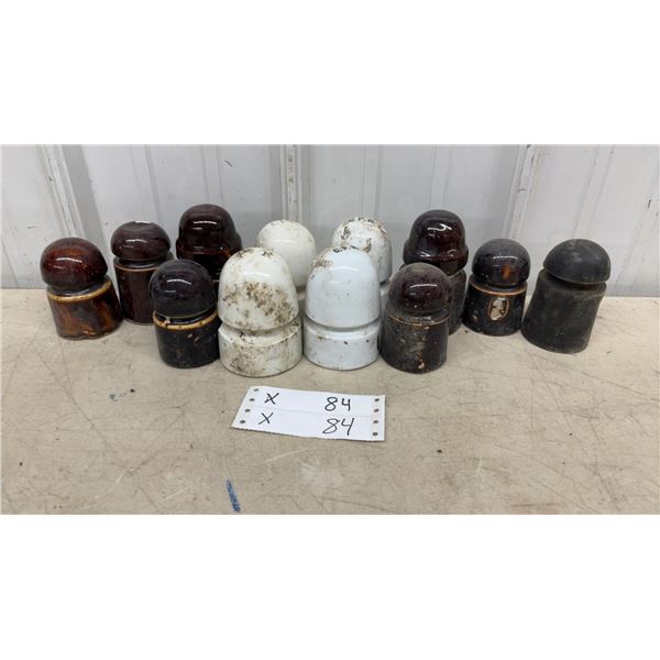 Collection of Vintage Porcelain Telegraph Insulators Including Canadian Pacific Railway