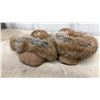 Image 4 : Two Pairs of Fur-Trimmed Beaded Suede Moccasins, Tan and Teal