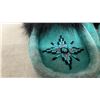 Image 6 : Two Pairs of Fur-Trimmed Beaded Suede Moccasins, Tan and Teal