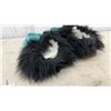 Image 7 : Two Pairs of Fur-Trimmed Beaded Suede Moccasins, Tan and Teal