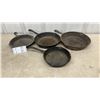 Image 1 : Collection of Four Vintage Cast Iron Skillets in Various Sizes