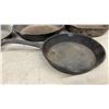 Image 2 : Collection of Four Vintage Cast Iron Skillets in Various Sizes