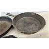 Image 3 : Collection of Four Vintage Cast Iron Skillets in Various Sizes