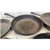 Image 4 : Collection of Four Vintage Cast Iron Skillets in Various Sizes