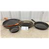Image 1 : Le Creuset-Style Orange Enameled Cast Iron Skillet and Cast Iron Skillets