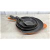 Image 6 : Le Creuset-Style Orange Enameled Cast Iron Skillet and Cast Iron Skillets