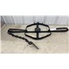Image 1 : Large Steel Bear Trap with Hexagonal Spiked Jaws, Chain, 43" Spring to Spring, 18" Jaw Width