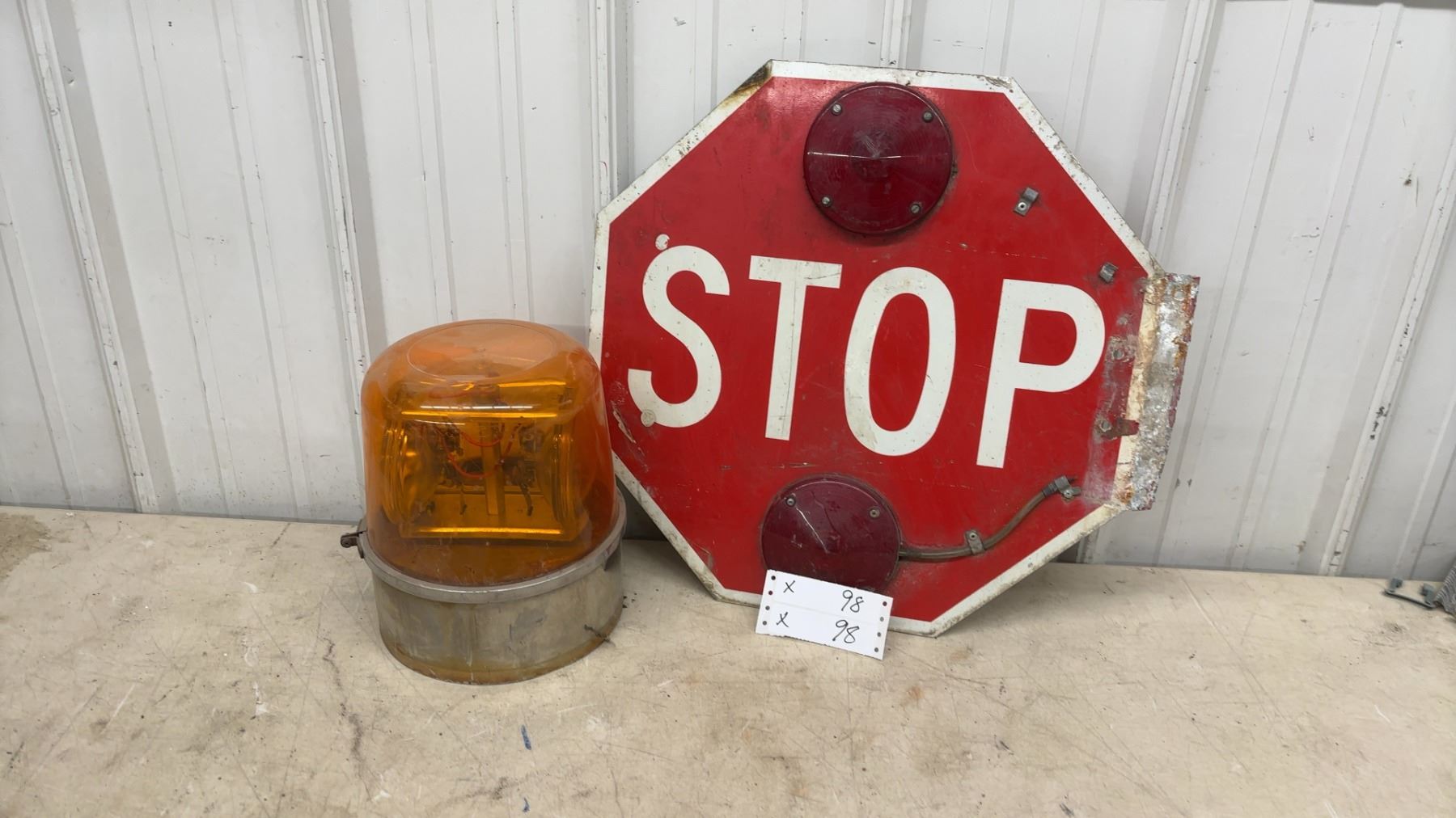 Rotating Stops Amber Rotating Beacon Warning Light and School Bus Stop Arm Sign with ...