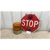 Image 1 : Amber Rotating Beacon Warning Light and School Bus Stop Arm Sign with Flashing Lights