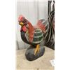 Image 2 : Two Hand-Carved and Painted Wooden Rooster Statues 24" Tallest