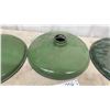 Image 3 : Three Vintage Green Enamel Metal Industrial Pendant Light Shades 12" Diameter