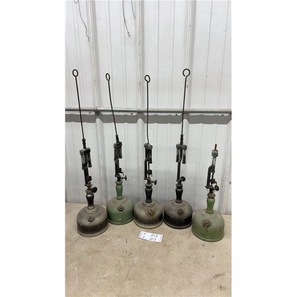 Five Vintage Coleman Quick-Lite Arc Lamps, 1920s-1930s Era