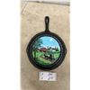 Image 3 : Decorative Hand-Painted Cast Iron Skillets with Folk Art Scenes, Set of Three