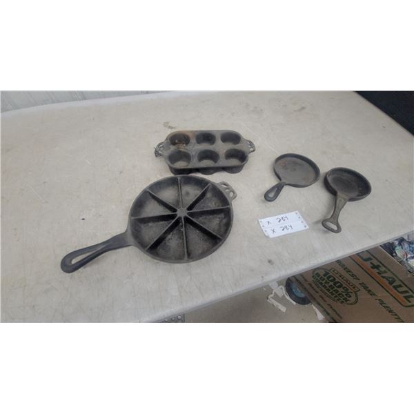 Vintage Cast Iron Cornbread Wedge Pan, Muffin Pan, Mini Skillet, and More
