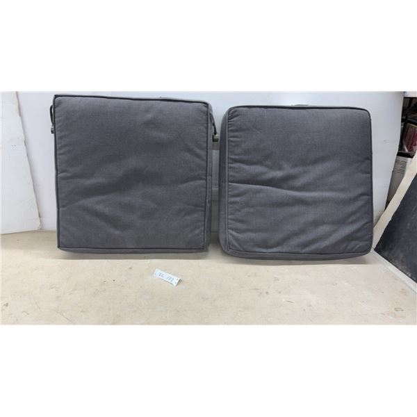 Set of Two Dark Grey Outdoor Seat Cushions with Piped Edges, 24 x 24"