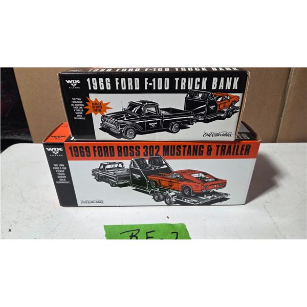 WIX 1966 Ford F-100, 1969 Ford Mustang Boss 302 with Trailer, 1/25th Die-Cast.