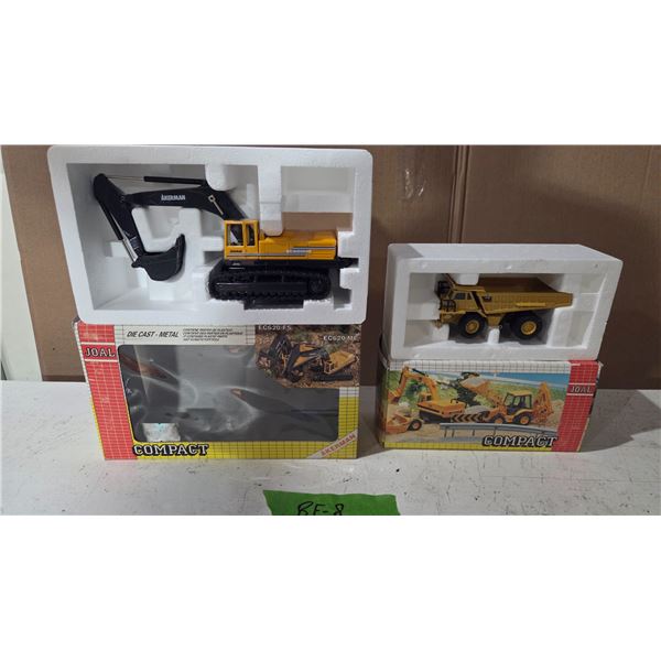 JOAL Die-Cast 10" Excavator, 5.5" Dumper Truck in Original Packaging.
