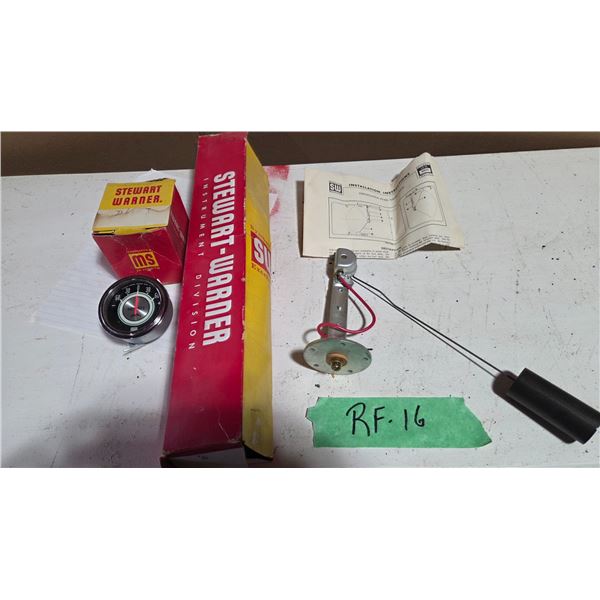 Stewart Warner Gas Tank Sending Unit, New 0 to 60 Amp Gauge.