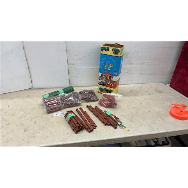 Lincoln Logs Original Building Set with Wooden Logs, Roof Planks, and Accessories