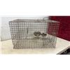 Image 3 : Two Wire Animal Cages with Feeding Bowls: 15 x 15 x 24" & 12 x 8 x 12"