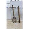Image 1 : Primitive Wooden Milking Stool with Pail Holder and Wooden Ox Yoke