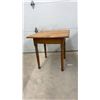Image 2 : Rustic Wood Square-Top Table with Turned Legs 26 x 25 x 25" and Grey Oval Glass-Top Accent Table