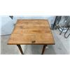 Image 3 : Rustic Wood Square-Top Table with Turned Legs 26 x 25 x 25" and Grey Oval Glass-Top Accent Table