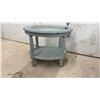 Image 4 : Rustic Wood Square-Top Table with Turned Legs 26 x 25 x 25" and Grey Oval Glass-Top Accent Table
