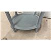 Image 5 : Rustic Wood Square-Top Table with Turned Legs 26 x 25 x 25" and Grey Oval Glass-Top Accent Table