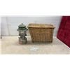 Image 1 : Vintage Coleman 220 Series Pressure Lantern (Missing Parts) and Wicker Fishing Creel