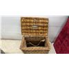 Image 3 : Vintage Coleman 220 Series Pressure Lantern (Missing Parts) and Wicker Fishing Creel
