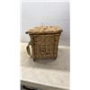 Image 4 : Vintage Coleman 220 Series Pressure Lantern (Missing Parts) and Wicker Fishing Creel