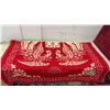 Image 3 : Yuema Red Wool-Blend Double Phoenix Wedding Blanket with Satin Binding